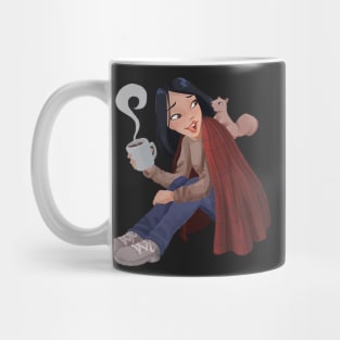 Woman Having Coffee with a Squirrel Mug